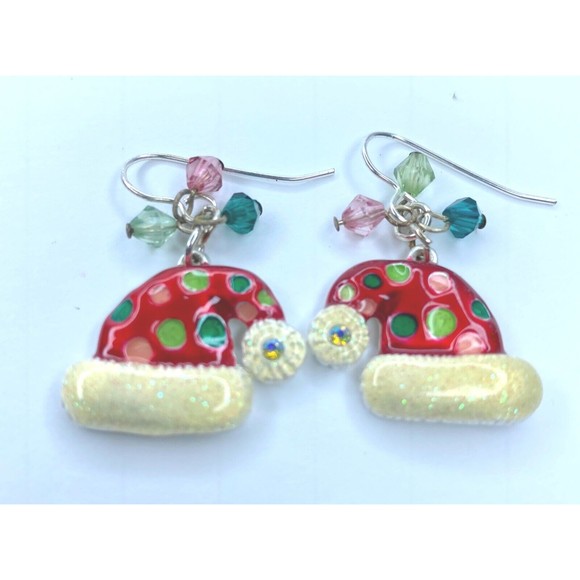 Santa Hat Earrings, Stocking Filler for Teens, Secret Santa Gifts for Women - Picture 2 of 4